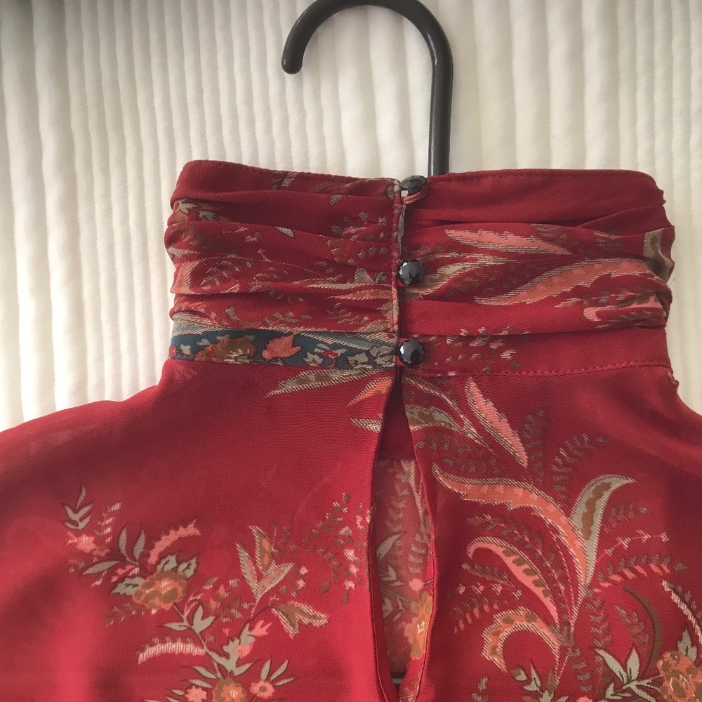 Red Ralph Lauren Floral Mesh Bouse